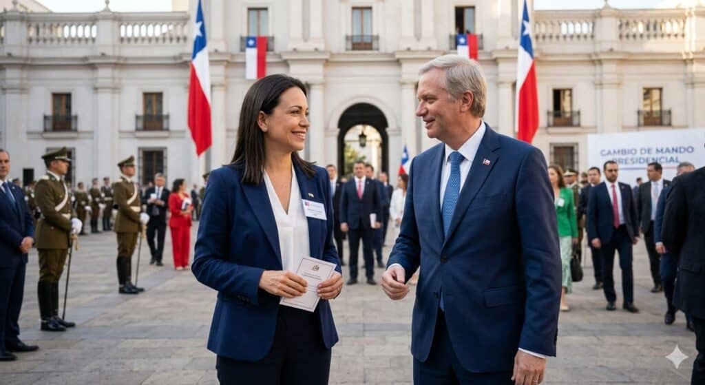 María Corina Machado en Chile: símbolos de apoyo y encuentro con la diáspora